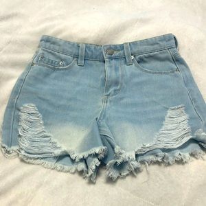 Distressed jean shorts